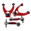 PQY – STURZ-KIT FÜR VORDERES OBERES QUERLENKERROHR FÜR 96-00 CIVIC LX DX EK EJ TUBULAR + 92-00 Einstellbare hintere Sturzarme ROT PQY-9871R+9851R