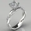 European och amerikansk legeringsring 18K Rose Gold Plating Twotone Princess Diamond Ring3151458