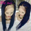 Hotselling Crochet Box Braids Perücke, lange blaue Braid-Perücke, volle Spitze vorne, Jumbo-Zöpfe, synthetisches Haar für afrikanische Zöpfe