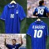 1994 إيطاليا روبرتو باجيو جيرسي مع Lextral # 10 قمصان كرة القدم R.BAGGIO 1994 المنزل الأزرق بعيدًا الأبيض إيطاليا الكلاسيكية خمر Calcio MAGLIA