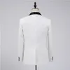 New Fashion White Groom Tuxedos Groomsmen One Button Shawl Collar Best Man Suit Wedding Men's Blazer Suits (Jacket+Pants+Vest+Bow tie)