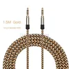 3.5mm Auxiliary AUX Extension Audio Cable Unbroken Metal Fabric Braiede Male Stereo cord 1.5M 3M for Samsung MP3 Speaker Tablet PC MP4