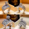 Anello di diamante bianco di cristallo carino set di diamanti set di lusso 925 anelli da sposa vintage annatura da sposa per donne2693