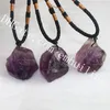 10pcs grezzo irregolare collana di ametista naturale grezzo viola cristallo collana di pietra calmante ruvido ametista corda di cuoio gioielli boho idea regalo