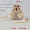10 * 14cm 작은 데이지 꽃 Drawstring 빔 입 린넨 - 씨앗을위한 대나무 숯 향 주머니 가방에 대 한 마른 꽃