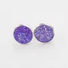 Bulk 12MM Round druzy stone Stud Earrings Bling drusy Resin Silver Earrings For women & Ladies Fashion handmade Jewelry Gift