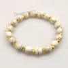 Nouvelle Arrivée 8mm Blanc Turquoise Bracelets Avec Perles D'espacement De Couleur Or Pour Les Femmes 12pcs Livraison Gratuite