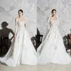 Hermosos vestidos de novia Zuhair Murad de una línea con hombros descubiertos de manga larga con apliques de encaje vestidos de novia de tren de barrido robe de mari￩e