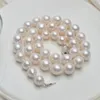 ASHIQI – grand collier de perles d'eau douce naturelles pour femmes, fermoir en argent Sterling 925 véritable, perle ronde blanche, bijoux cadeau, 10-12mm