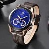 Fashion Luxury caesar Leather Strap Quartz Chronograph Waterproof Rose gold Male Sports Mens Watches Brand Wristwatch Watch Men