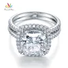 PEACOCK STAR 5 CT CUSHION CUT Wedding Engagement Ring Set Solid 925 Sterling Silver Jewelry CFR8205 J190715303N