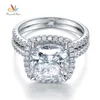 Paon étoile 5 Ct coussin coupe mariage bague de fiançailles ensemble solide 925 bijoux en argent Sterling Cfr8205 J19071575591652290644