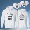 Höst nya par hoody drottning kung krona utskrift blå män kvinnor hoodie mode älskare röd trendig sweatshirt casual hooded