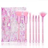 7pcs Makeup Brushes Glitter Crystal Makeup Brushes مجموعة المهنية مستحضرات التجميل أداة مسحوق الأساس ظلال العيون المكياج فرشاة