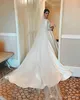 Простые атласные свадебные платья скромные длинные рукавы на вырез Beteau Court Train Bridal Howns Формальные халаты De Mariage6000895