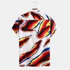 Camisas casuais casuais Flama colorida impressa mens 2021 moda hip hop skateboard camisa para homens botão solto chemise homme com bolso