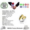 OMHXZJ Wholesale Personality Band Rings Fashion OL Woman Girl Party Gift Engraved Open 925 Sterling Silver 18KT Yellow Gold Ring RN234
