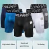 Mens Compression Shorts Line korte panty skinny bodybuilding ademend man's onderkant fitness pocket broek