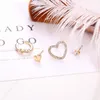 4 개 / 세트 여성을위한 간단한 심장 기하학적 크리스탈 귀걸이 골드 컬러 패션 보헤미안 귀걸이 보석 도매 크리스마스 선물