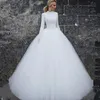 Alto pescoço vestidos de casamento muçulmanos com laço apliques Dubai mulheres nupcial vestidos de mangas compridas barato vestidos de casamento barato