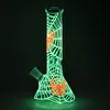 Glow in the Dark Hookahs Beaker Bongs Spider Web Jellyfish Dab Oil Rigs Glass Bong 18mm Joint with Diffused Downstem GID02 4