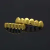 Real gold plating tanden grillz glazuur goud grillz tanden hiphop bling sieraden mannen body piercing sieraden 150001