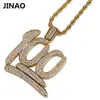 Mode-couleur or plaqué 100 points Micro Pave cubique Zircon colliers pendentif 24 pouces longueur de la chaîne Hip Hop Rock collier bijoux