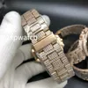 Vollvereiste Diamantuhr, 40 mm, Nachtlicht, Roségoldgehäuse, Diamantband, 4-farbiges Zifferblatt, modische, glänzende Diamanten, automatische Herrenuhren