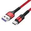 Spartan 5A Typ C -kabel Mikro USB Snabbladdning Snabbsynkronisering Data Högkvalitativ korttelefonkabel 1m 2m 3ft 6ft