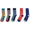 Men's Socks Fashion Funny Colorful Long Socks Combed Cotton Happy Wedding Socks Casual Business Dress Sock s/Lot 2pcs=1pairs