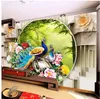Peintures murales en 3D pour le salon Peacock Garden