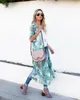 Mulheres Swimwear Wepbel Mulheres Elegante Impresso Bikini Cardigan Long Kaftan Beach Cobertura Up Dress Girls Solto Cape Beachwear Robe1