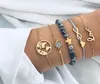 Boho armband satt för kvinnor älskar karta sköldpadda oändlighet elefant kran ananas båge moon stjärna natursten pärlor armband smycken