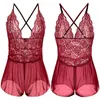 Nieuwe babydoll crotchless bodysuit lingerie set sexy ondergoed kanten nachtkleding cadeau hot #r54