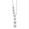 Collar de plata de ley S925 brillante con siete estrellas, collares con colgante de circonia cúbica a la moda, collar de plata y oro rosa para mujer