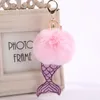 Creative Cartoon Mermaid Tail Hair Ball Sleutelhanger Hanger Pluche Speelgoed Sleutelhanger Dames Auto Bag Keychain Kerstverjaardagscadeau