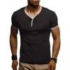 Homens camisetas Moda verão homens v-pescoço casual liso sólido manga curta t-shirt Slim apto esportes top tshirt Plus size hip hop macho1