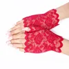 Мода-женщин кружева перчатки без пальцев Половина Finger Bridal Party платье перчатки Защита от ультрафиолетовых лучей Sunproof палец перчатки черного