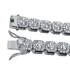 Bracelet pour hommes en or 14 carats avec gros diamants ronds glacés 10 mm Bracelets Bling Bling avec fermoir verrouillé Bracelets en zircon cubique Hip Hop 51g292F