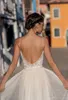 2020 Nowy Gali Karten Lace Beach Suknie ślubne Spaghetti Paski Zroszony Robe De Soiree Backless Długie Boho Wedding Brdial Suknie