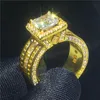 Vecalon Vintage Promise Ring 925スターリングシルバープリンセスカット3ct 5a Czステートメントウェディングバンドリング女性ブライダルジュエリー