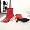 Red Black Pointed Toe Fashion Boots weibliche High Heels echte Ledermarke Ladies Boot Red Black