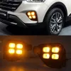 2PCS DRL dla Hyundai Creta IX25 2017 2018 2019 2020 LED Daytime Light Lamp DRL z żółtym sygnałem skrętu