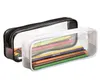 PVC Cosmetic Bag Zipper Pouch School Students Clear Transparent Waterproof Plastic PVC Storage Box Pen Case