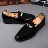 Fashion Men's leather Loafers Design Luxury pointed toe male formal Business Dress shoes Slip-on men wedding shoes casual smoking slippers