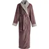 Erkek pijama erkekler kış artı boyutu kalınlaştırıcı sıcak pazen kapşonlu bornoz ekstra uzun mercan polar banyo robe gece giyinme go197u