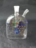 Color flat glass Pisces hookah Wholesale Glass bongs Oil Burner Water Pipes Rigs Smoking Free