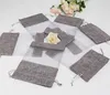 10x14cm Clear Window Jute Gift Storage Bags Burlap Party Favor Sack Bag Linen Drawstring Pouch Organza Jewelry Gift Candy Bag