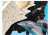 Carta da parati murale autoadesiva in PVC personalizzata 3D pittura per pavimenti Soggiorno 3D Sea World Dolphin Shell Starfish Piastrelle per pavimenti impermeabili 3D