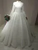 Роскошное Мусульманское Свадебное Платье Белые Кружевные Аппликации Dercation Высокая Шея С Длинным Рукавом Robe De Mariage Арабское Свадебное Платье